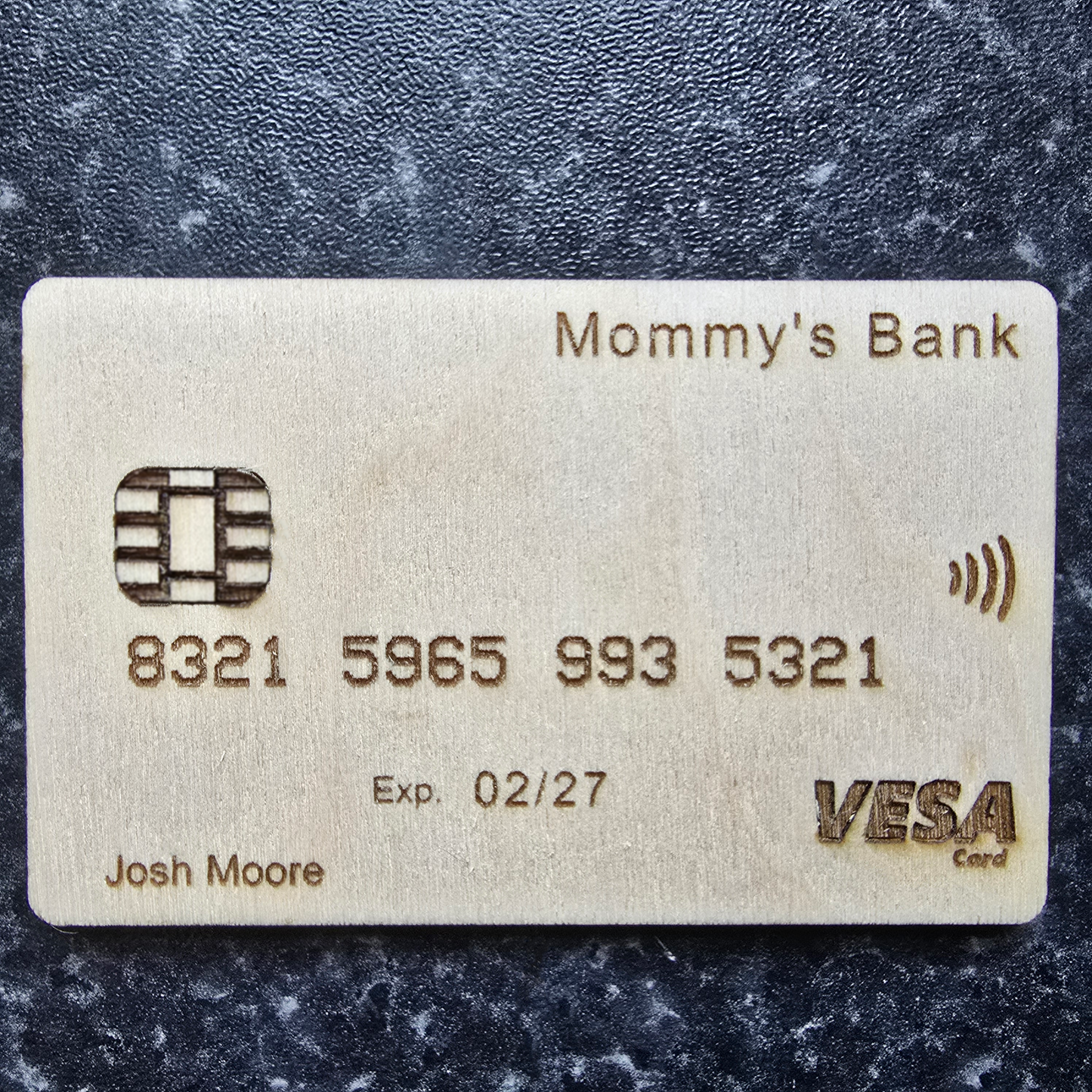 Personalized Wooden Toy Credit Card - Pick your name, number, bank name and more!
