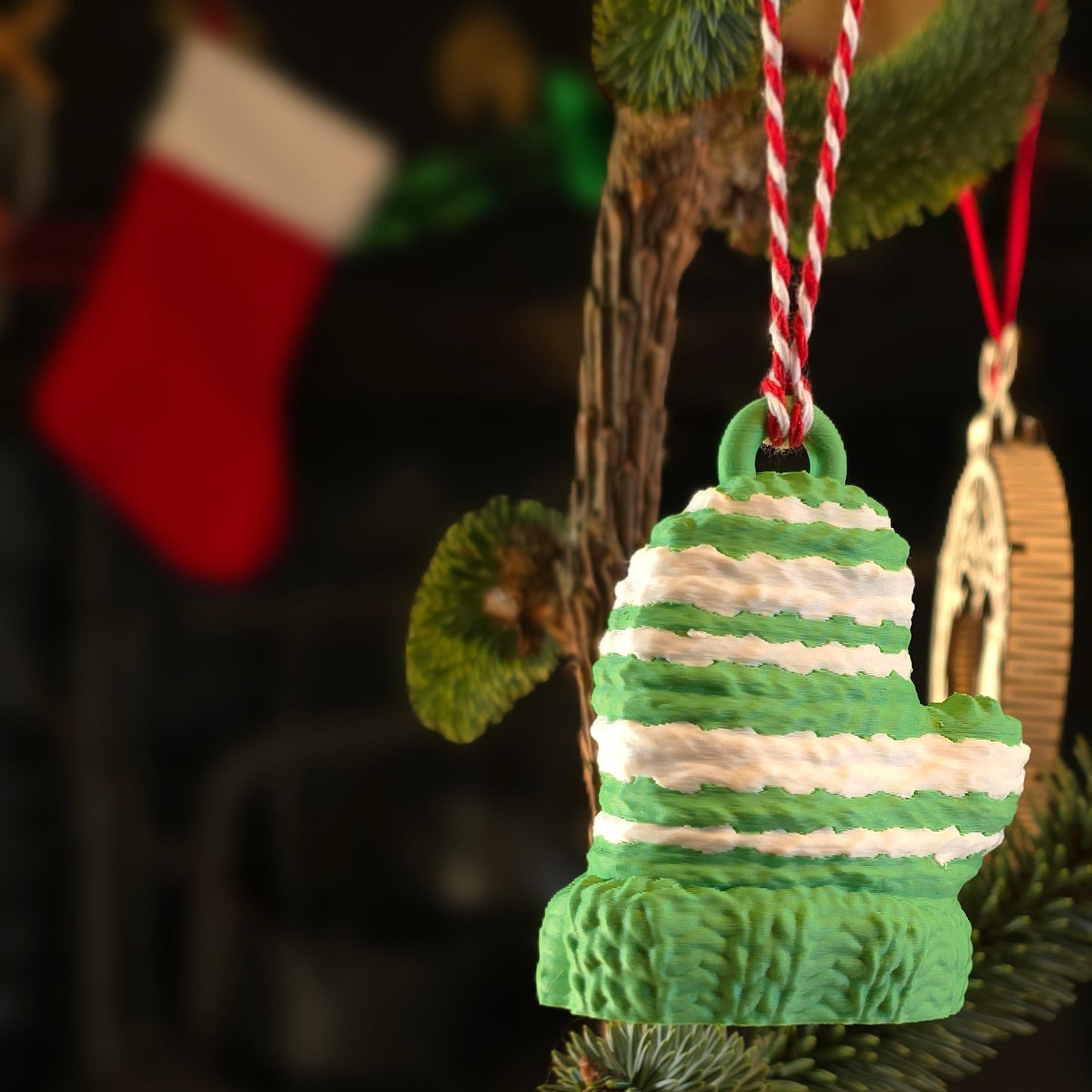 Christmas Wooly Mittens - Plastic Christmas Tree Decoration