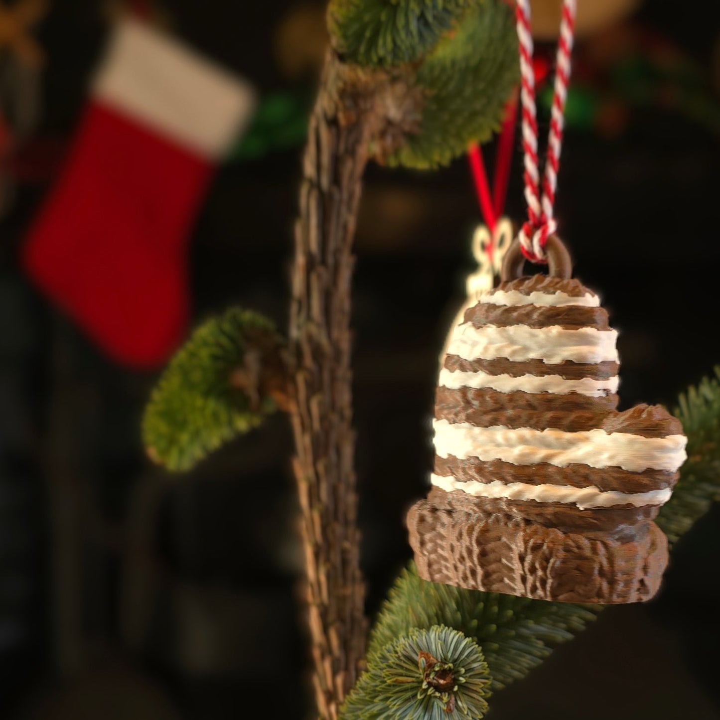 Christmas Wooly Mittens - Plastic Christmas Tree Decoration