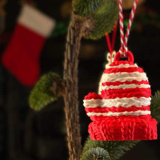 Christmas Wooly Mittens - Plastic Christmas Tree Decoration