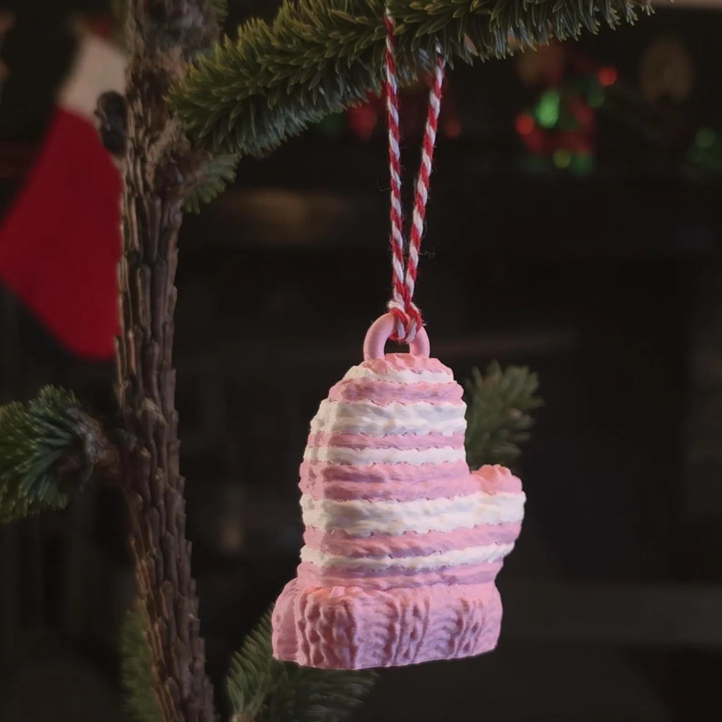 Christmas Wooly Mittens - Plastic Christmas Tree Decoration