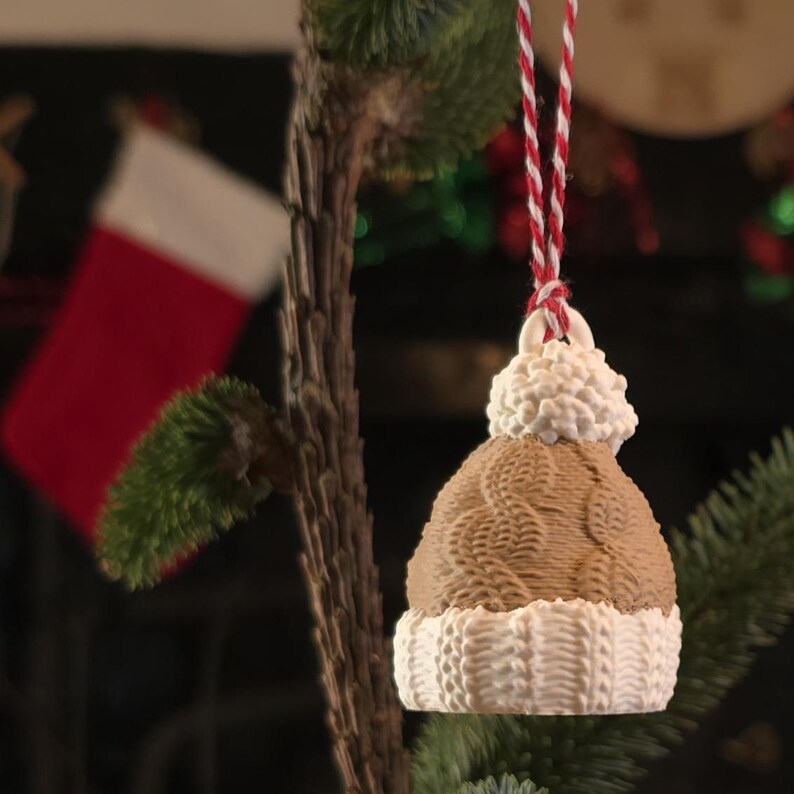 Christmas Wooly Hat - Plastic Christmas Tree Decoration
