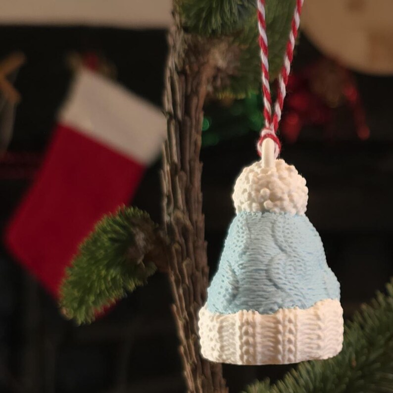Christmas Wooly Hat - Plastic Christmas Tree Decoration