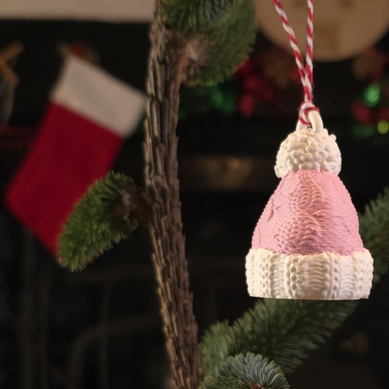 Christmas Wooly Hat - Plastic Christmas Tree Decoration