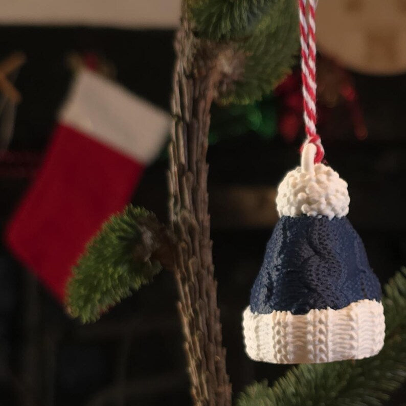 Christmas Wooly Hat - Plastic Christmas Tree Decoration